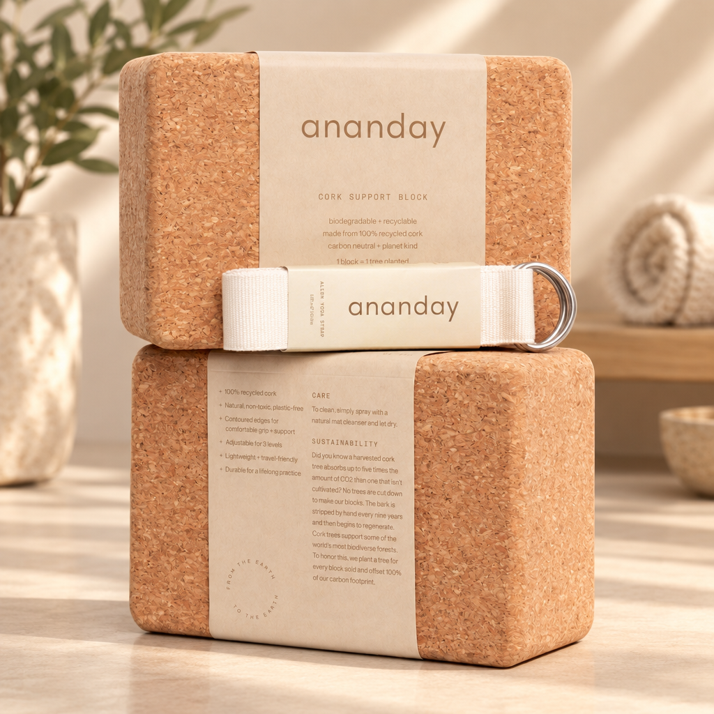 Cork Yoga Block & Strap Set