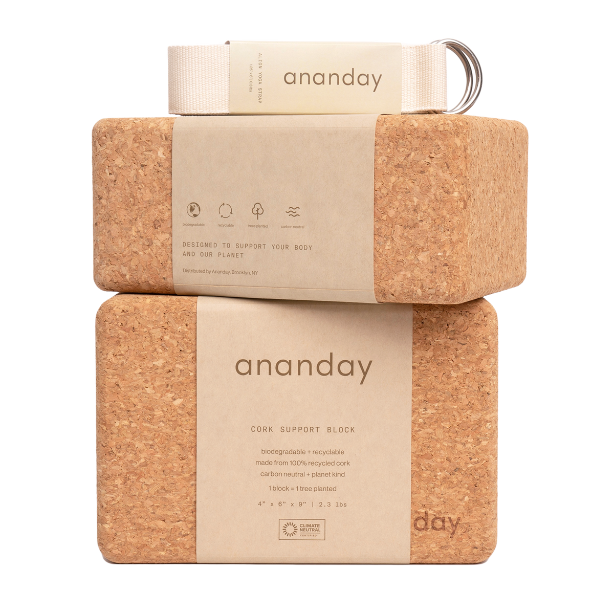 Cork Yoga Block & Strap Set